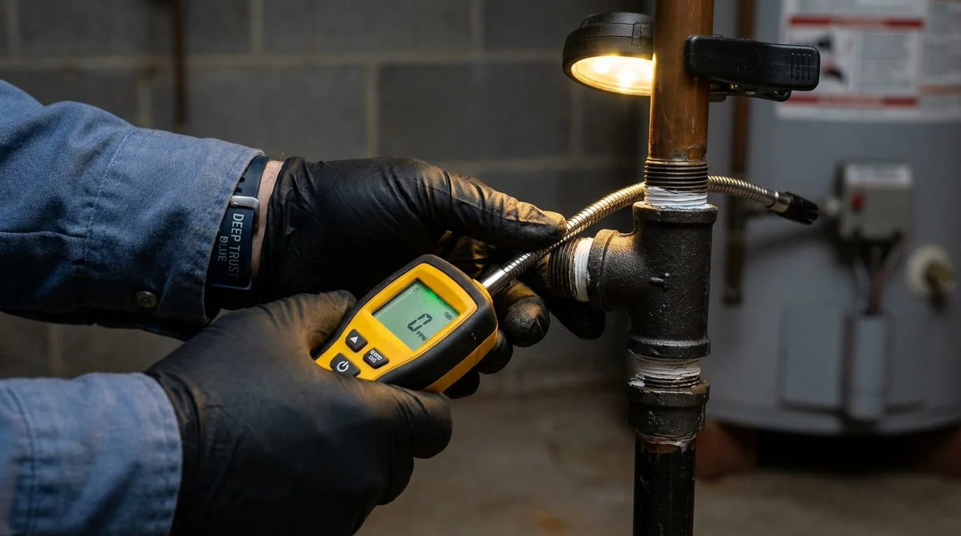 Gas leak detection with electronic sniffer by Johns Plumbing LLC in Mason